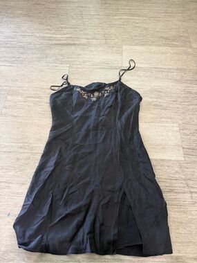vintage 90s Victoria's Secret black silk slip dress